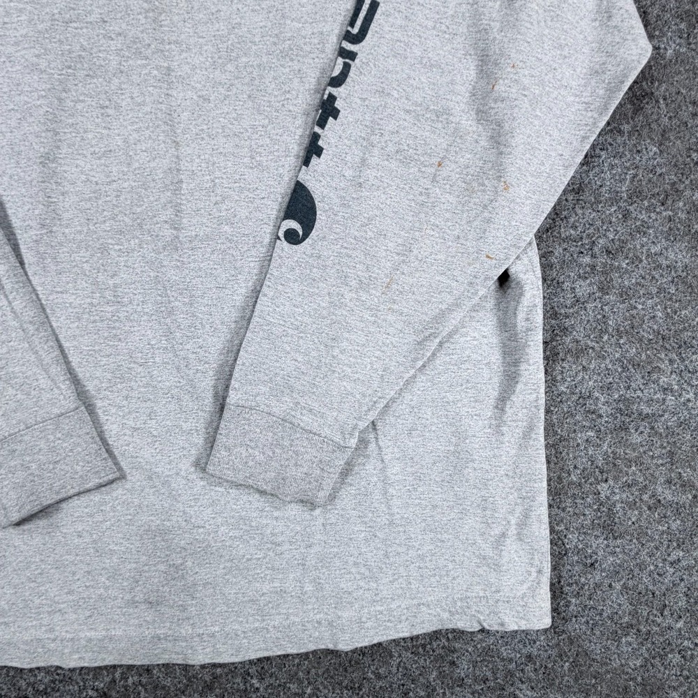 Carhartt Dearborn Long Sleeve T-Shirt Mens L Heather Gray Logo Original Fit - Picture 3 of 16